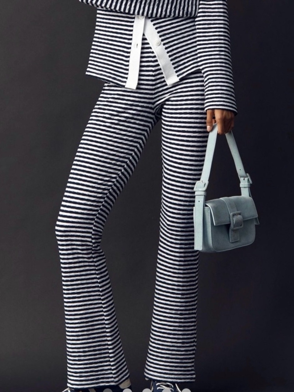 NEW Anthropologie Maeve stripe  flare pants size m